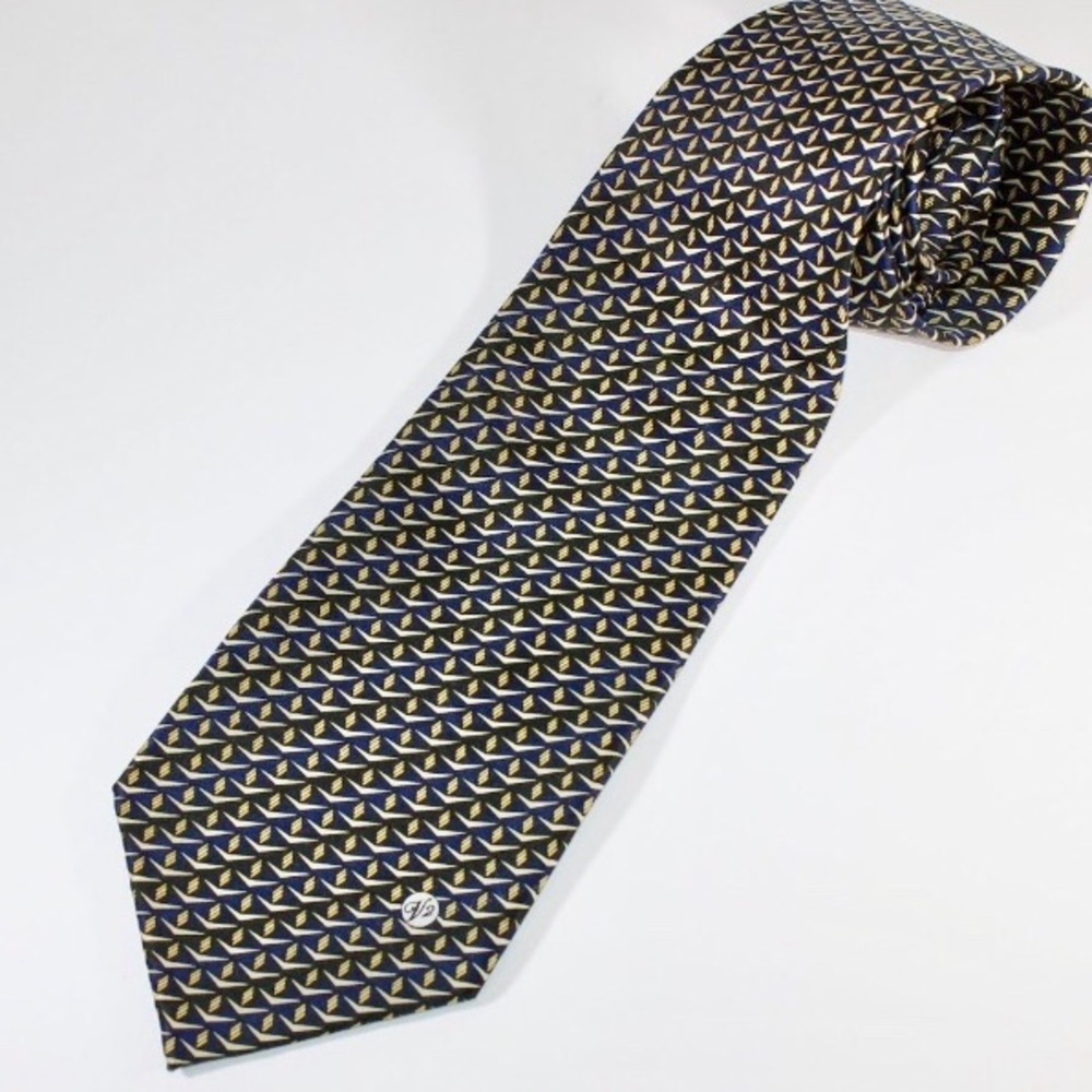 Versace V2 Blue & Gold Chevron Silk Tie, GUC